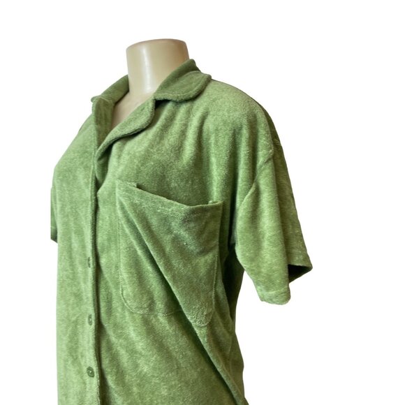 Daisy Street Women's Green Towel Button Down Short Sleeve Shirt Sz M - NWT - Picture 4 of 7